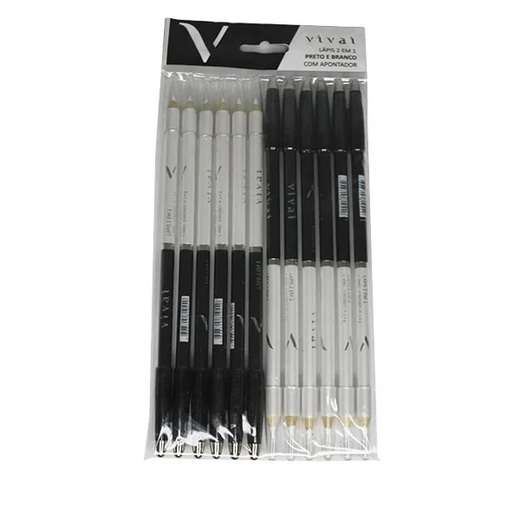 Image_Lápis De Olho Duas Pontas Branco e Preto Vivai Pacote c/12 unid