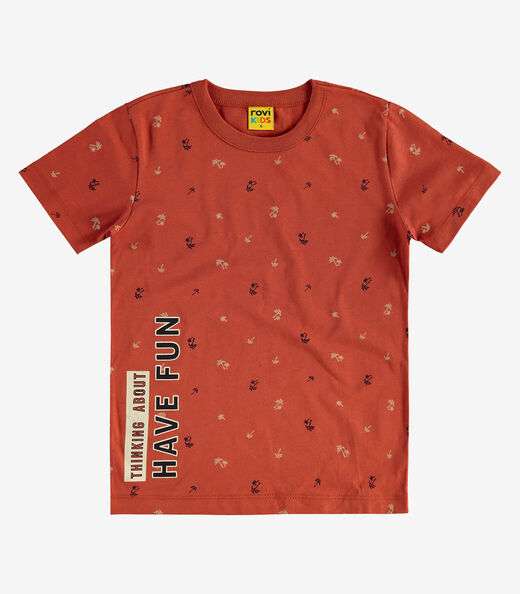 Camiseta Meia Malha Infantil Masculina Rovi Kids Laranja