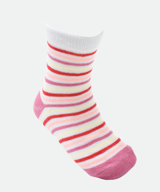 Kit 3 Meias Infantil Estampa Listras Marisa Rosa