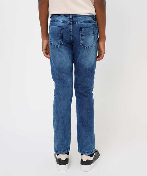 Calça Juvenil Jeans Bolsos Tam 10 a 16 Azul