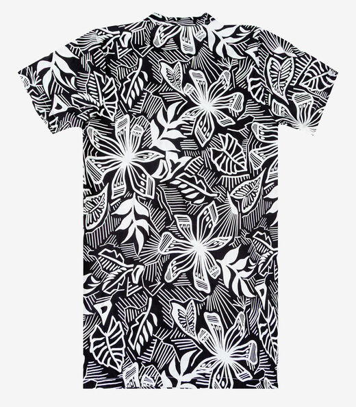 Vestido Curto Estampado Com Peitilho Infinita Cor Preto