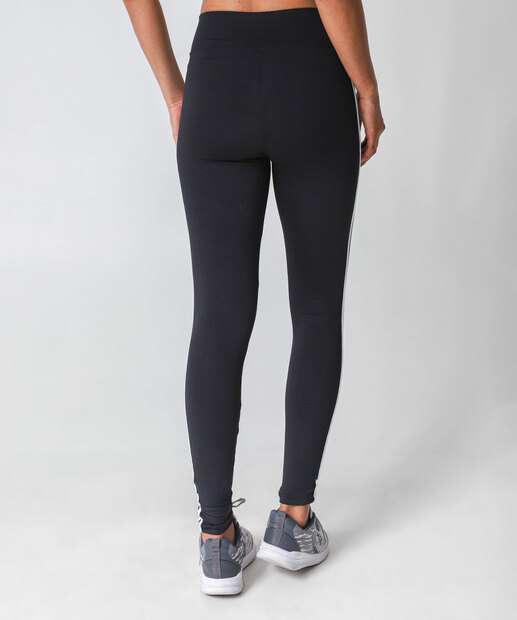 Calça Feminina Legging Listrada Fitness Marisa Preto