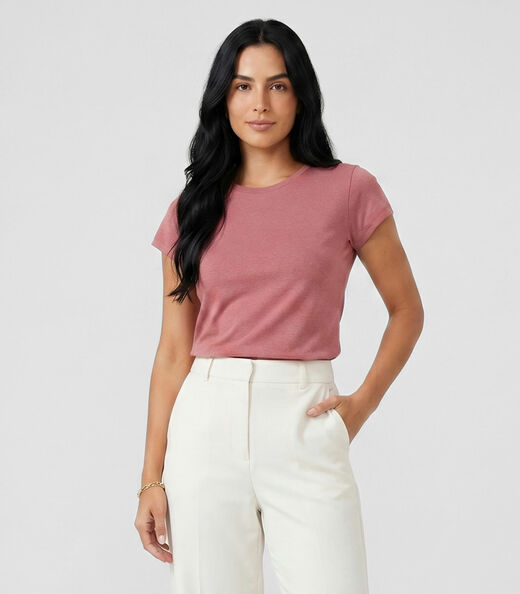Image_Blusa Feminina Básica Algodão Infinita Cor Rosa