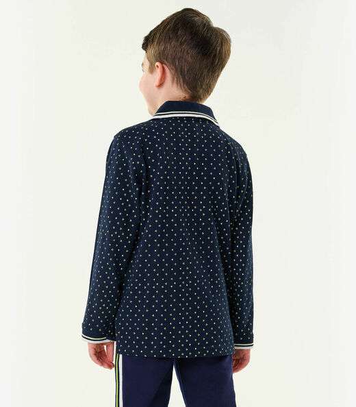 Camisa Polo Infantil Manga Longa Trick Nick Azul