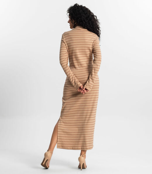 Vestido Midi Feminino Rovitex Marrom