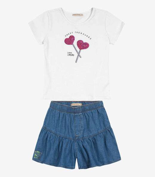 Conjunto Infantil Blusa Com Shorts Trick Nick Branco