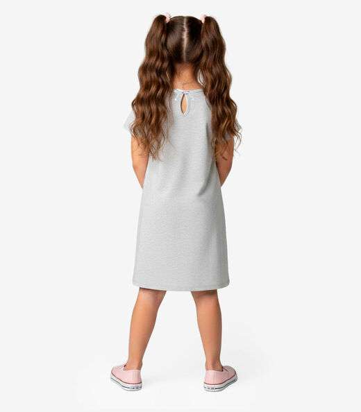 Vestido Infantil em Moletinho Maquenetado Select Bege