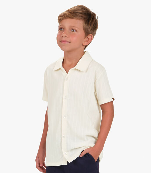 Camisa Tecido Listras Masculina Trick Nick Bege