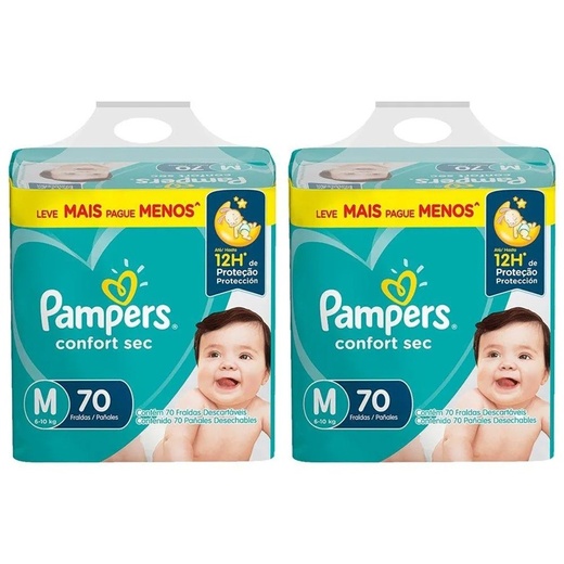 Image_Kit 2 Fraldas Pampers Confort Sec Hiper M c/70 Unidades cada