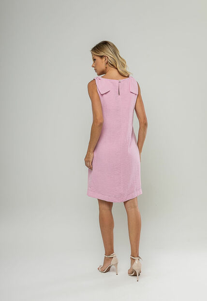 Vestido Curto Regata Com Laço Nos Ombros Rosa Salvatore