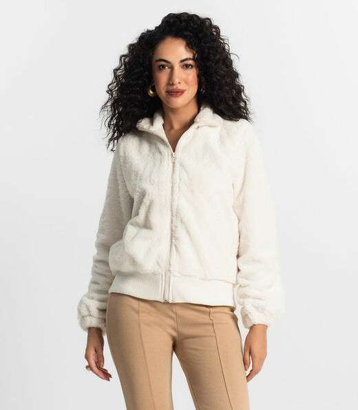 Image_Jaqueta Feminina Em Pelo Sintético Rovitex Branco