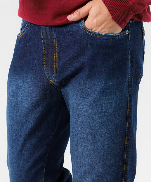 Calça Masculina Jeans Slim Bolsos Azul
