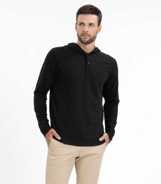 Blusão Masculino Com Capuz Maquinetado Diametro Preto