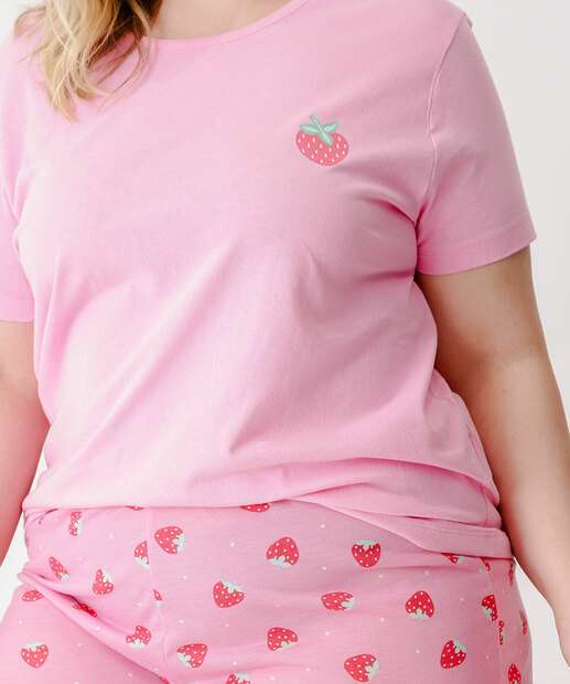 Pijama Plus Size Feminino Estampa Morango Marisa
