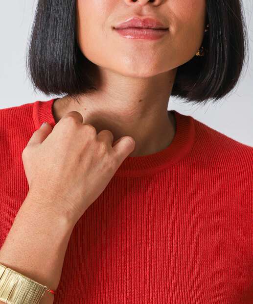 Blusa Feminina Canelada Manga Curta Marisa Vermelho