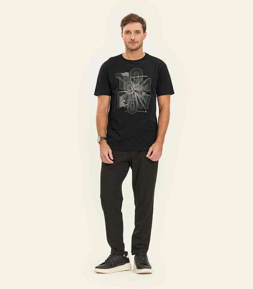 Camiseta Masculina Meia Malha Diametro Preto