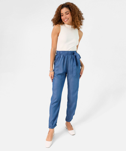 Image_Calça Feminina Clochard Reta Jeans Azul