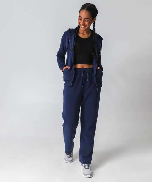 Casaco Feminino Moletom Fitness Marisa Azul