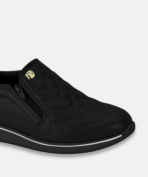 Tênis Casual Feminino Matelassê Zíper Modare Preto