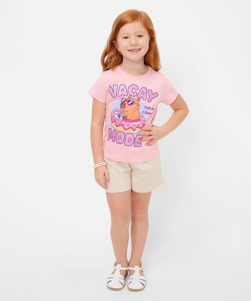 Conjunto Infantil Capivara Marisa Tam 4 a 10 Rosa