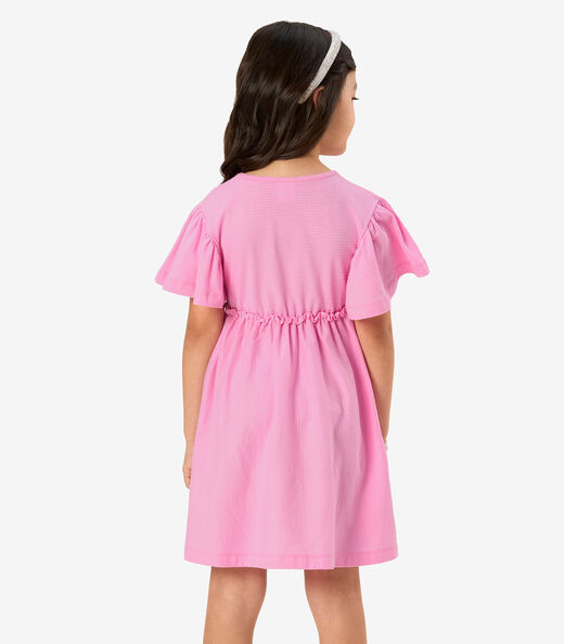 Vestido Infantil Malha Texturizada Rovi Kids Rosa