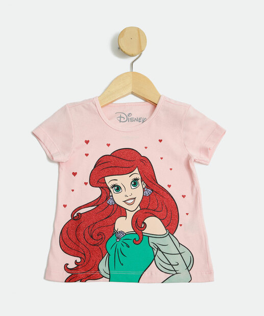Camiseta Infantil Manga Curta Ariel Disney Tam 1 a 4