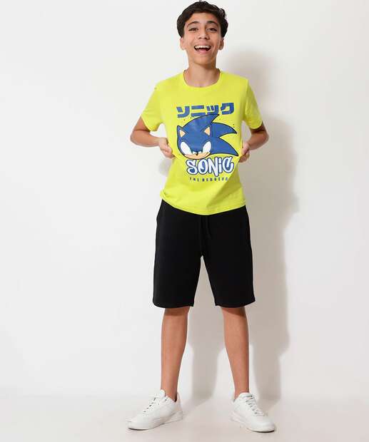 Camiseta Juvenil Estampada Sonic Tam 10 a 16