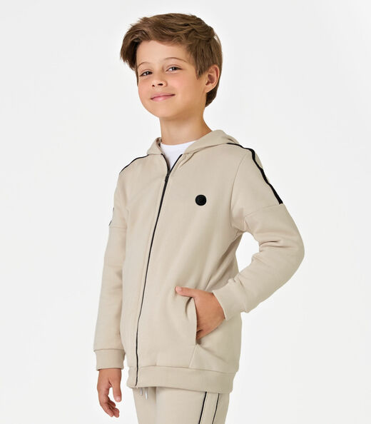 Conjunto Jaqueta Com Capuz E Calça Trick Nick Bege