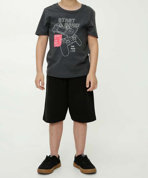 Camiseta Infantil Estampa Joystick MR Tam 4 a 10