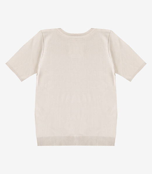 Blusa Feminina Manga Curta Lisa Em Tricot Dianna Bege