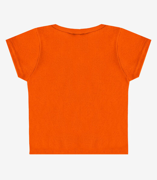 Blusa Básica Infantil Manga Curta Lisa Soletex Laranja