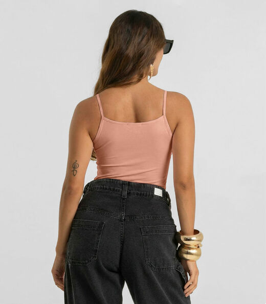 Blusa de Alça Feminina Em Poliamida Dianna Marrom