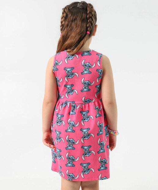 Vestido Infantil Stitch Disney Tam 4 a 10 Rosa