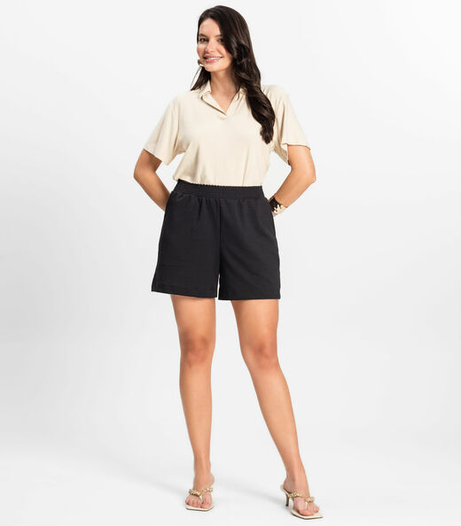 Blusa Feminina Manga Curta em Visco Rovitex Bege