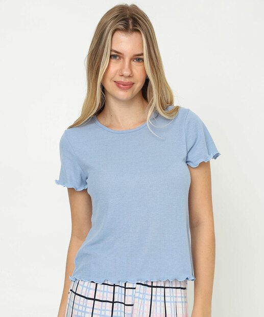 Image_Blusa Pijama Feminino Avulso Canelada Marisa Azul