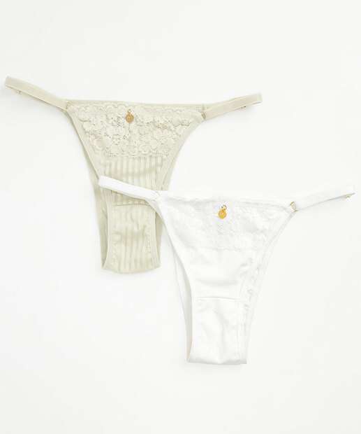 Kit 2 Calcinhas String Renda Marisa