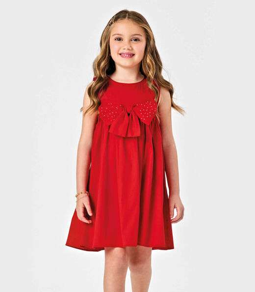 Image_Vestido Infantil Tricoline Com Laço Trick Nick Vermelho