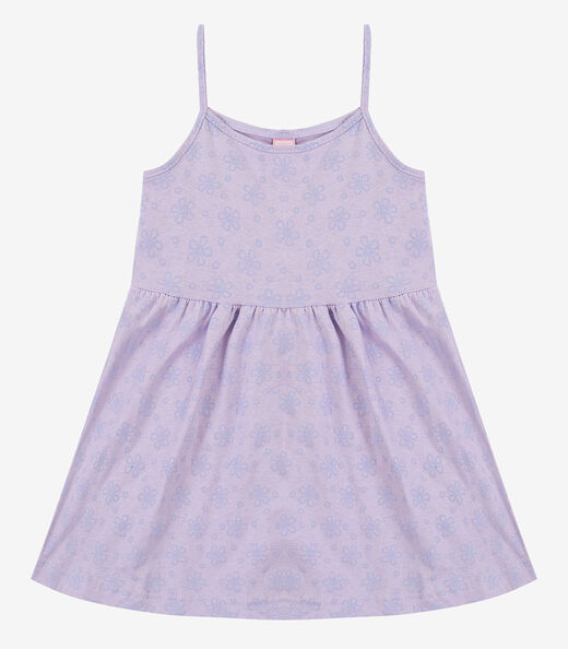 Vestido Infantil Estampado de Alcinha Biju Kids Roxo