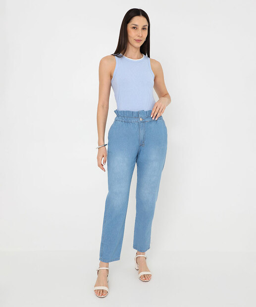 Blusa Regata Feminina Canelada Marisa Azul