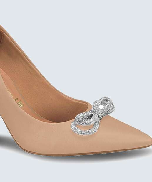 Scarpin Feminino Salto Fino Laço Strass Vizzano