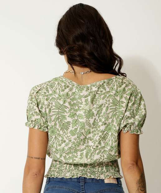 Blusa Feminina Estampa Floral Manga Curta Marisa