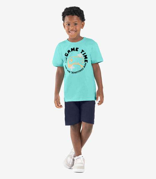 Conjunto Infantil Camiseta Com Bermuda Rovi kids Azul