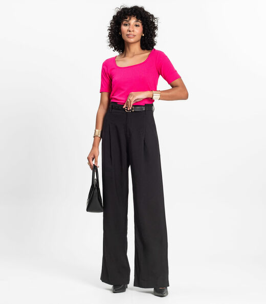 Blusa em Ribana Canelada Rovitex Rosa