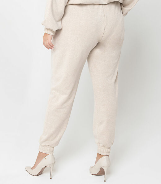 Calça Feminina Jogger Lurex Secret Glam Bege