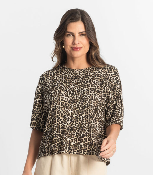 Blusa Feminina Manga Curta Select Bege