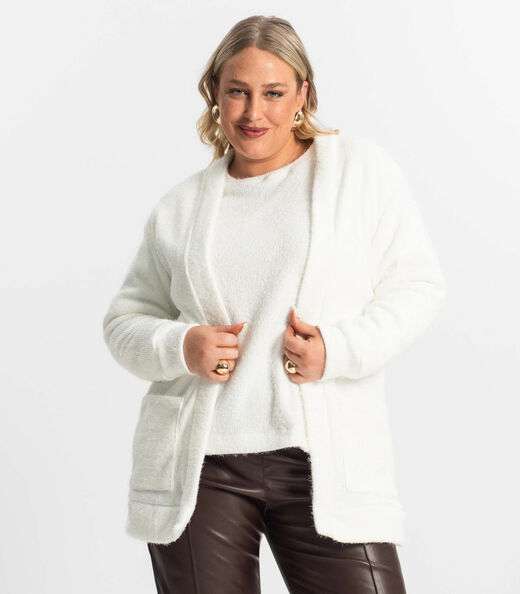 Image_Cardigan Feminino Plus Size Em Tricot Secret Glam Bege