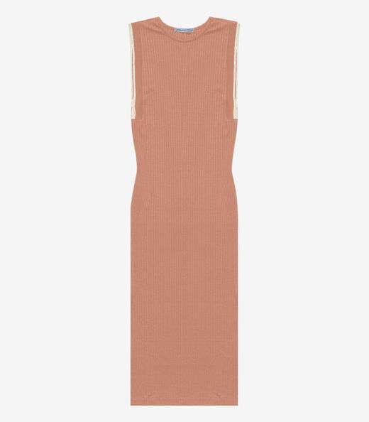 Vestido Midi Em Ribana Canelada Endless Marrom