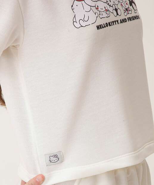 Blusa Juvenil Moletom Hello Kitty Sanrio Tam 10 a 16 Off White