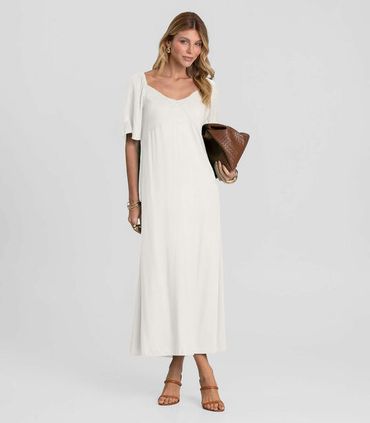 Image_Vestido Midi com Manga Curta Dianna Bege