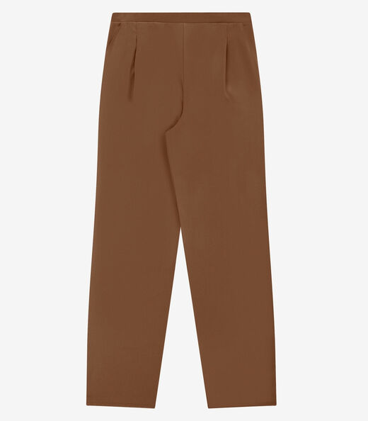 Calça Feminina Reta Em Tecido Twill Rovitex Marrom